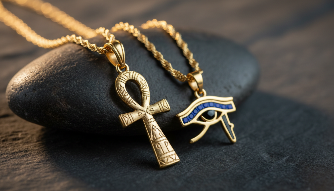 Pendentifs Ankh et Œil d'Horus, symboles égyptiens de protection et de vie