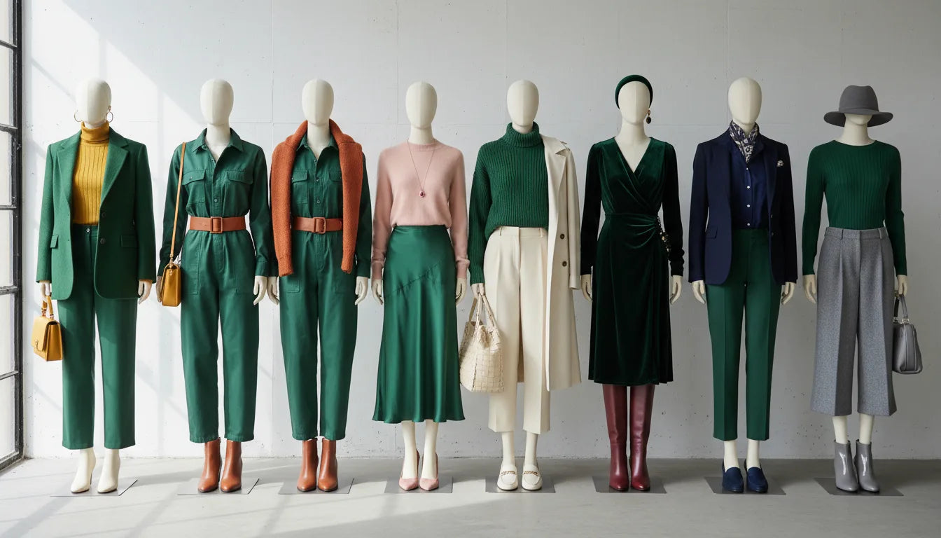 Quelle couleur va avec le vert sapin vêtement : 7 associations tendance