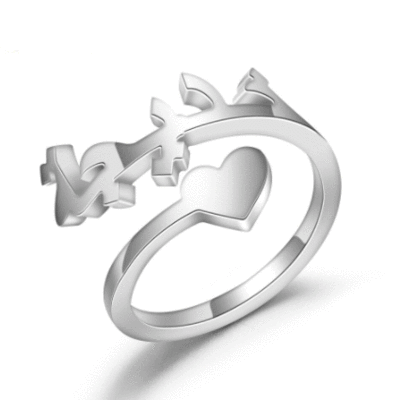 Bague Prénom Arabe avec Coeur-Jamilah™