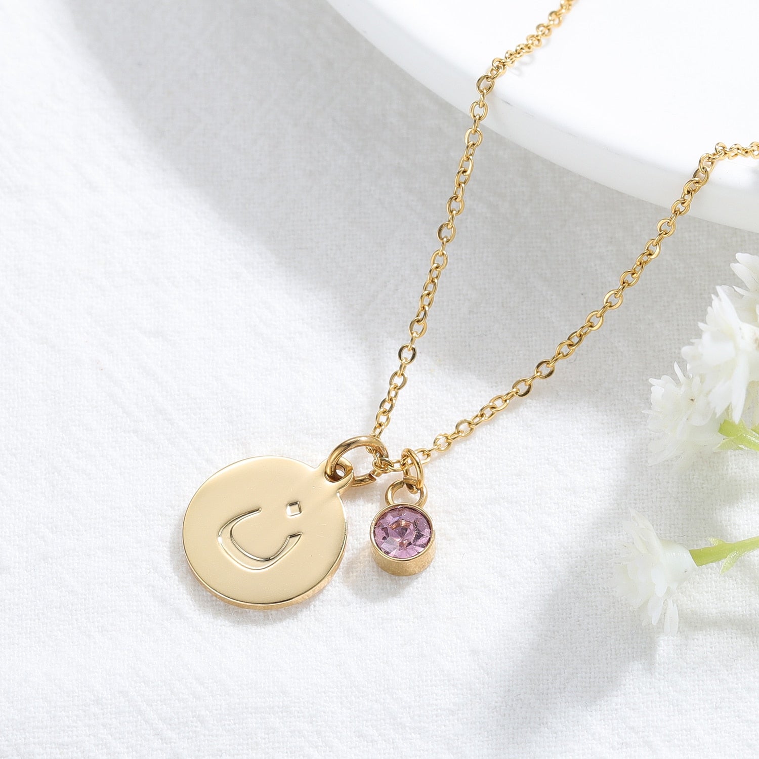 Collier Lettres Arabes avec Pierre de Naissance-Jamilah™